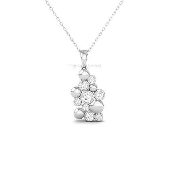 Modern Cluster Diamond Pendant, 18K Gold Over Sterling Silver, Handmade Bubble Necklace, Contemporary Jewelry for Women, Gift for Her