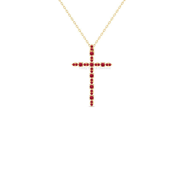 Green Cross Pendant Necklace, Handmade Gold Dainty Religious Jewelry, Minimalist Spiritual Charm, Gift for Her
