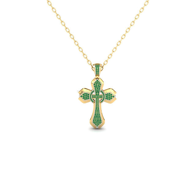 Green Stone Cross Pendant Necklace, Religious Jewelry for Women, Handmade Gift, Cross Charm, Christian Jewelry, Statement Necklace, 54mm