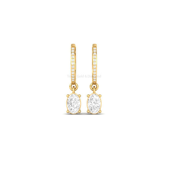 Oval Drop Dangle Earrings for Women, Sparkling Stone Huggie Earrings, Elegant Everyday Earrings, Minimalist Jewelry Gift