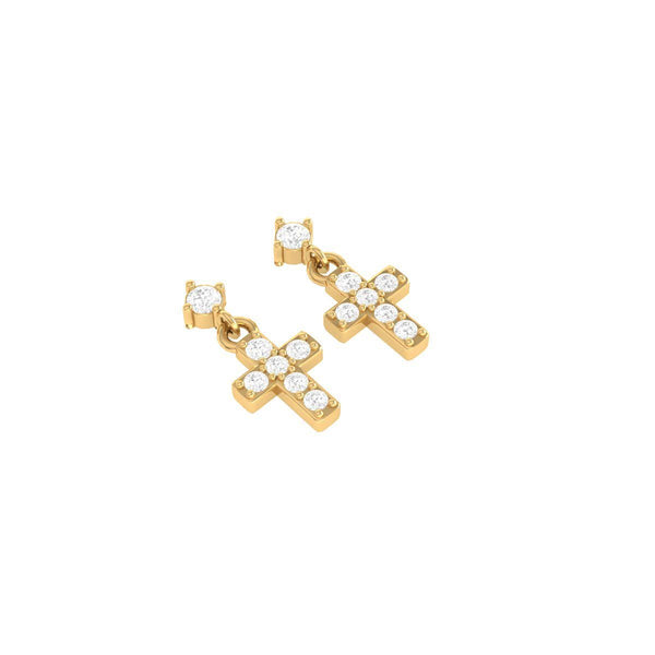 Dainty Cross Dangle Earrings, Sparkling Tiny Cross Studs for Women, Christian Faith Jewelry, Minimalist Religious Gift