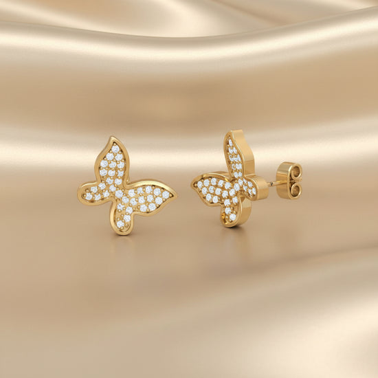 Butterfly Stud Earrings for Women, Sparkling Tiny Butterfly Earrings, Cute Everyday Jewelry Gift, Minimalist Nature Studs