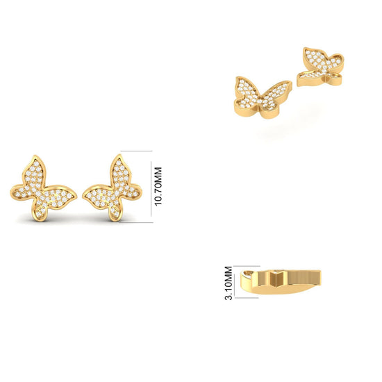 Butterfly Stud Earrings for Women, Sparkling Tiny Butterfly Earrings, Cute Everyday Jewelry Gift, Minimalist Nature Studs