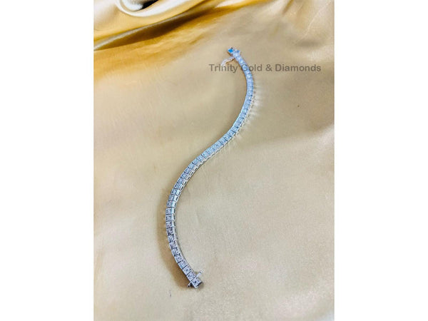 Illusion Plate Diamond Tennis Bracelet, Miracle Setting Square Link Bracelet, Dainty Gold Bracelet, Elegant Mothers Day Gift, 4.70mm Width