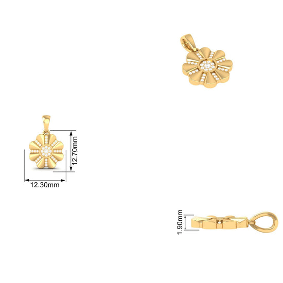 Gold Flower Diamond Pendant Necklace for Women, 14K Gold Plated Dainty Floral Charm Necklace, Handmade Jewelry Gift for Her