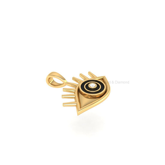 Gold Evil Eye Pendant Necklace for Women, Dainty Diamond Eye Charm Necklace, 14K Gold Plated Protection Jewelry, Handmade Gift