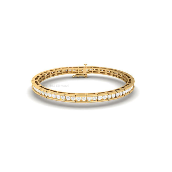 Channel Set Diamond Tennis Bracelet • Gold Dainty Wedding Bracelet • Handmade Bridal Jewelry • Anniversary Gift for Women