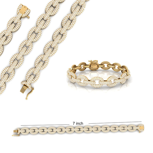 Pave Link Chain Bracelet for Men And Women • Rose Gold Statement Bracelet • Iced Out Luxury Jewelry • Handmade Gift • Bold Sparkle Bangle