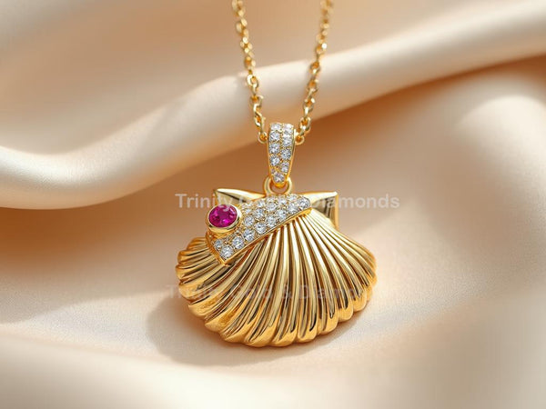 Seashell Pendant Necklace • Ocean Shell Charm Jewelry • Nautical Beach Necklace Gift • Shell Jewelry for Women • Mermaid Inspired
