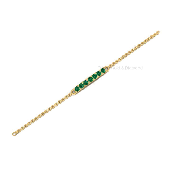 Green Gemstone Bar Bracelet • Dainty Gold Chain Bracelet for Women • Minimalist Everyday Jewelry • Elegant Gift for Her or Bridesmaid