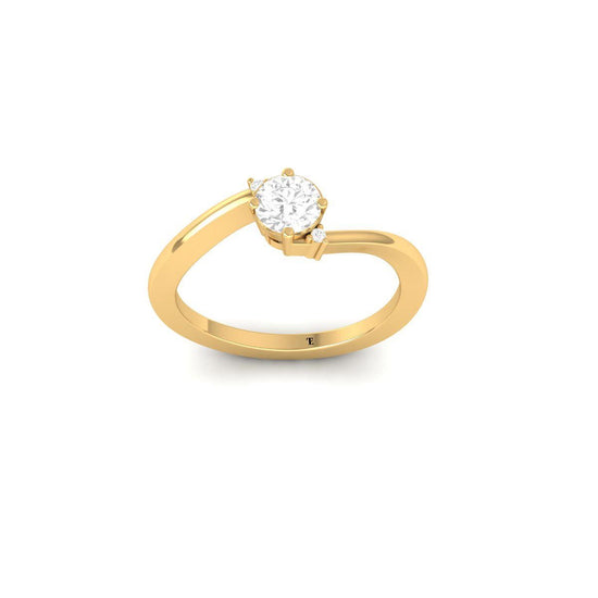 Bypass Solitaire Engagement Ring • Round Cut Twisted Lab Grown Promise Ring • Elegant Minimalist Gift for Her • Dainty Ring for Women