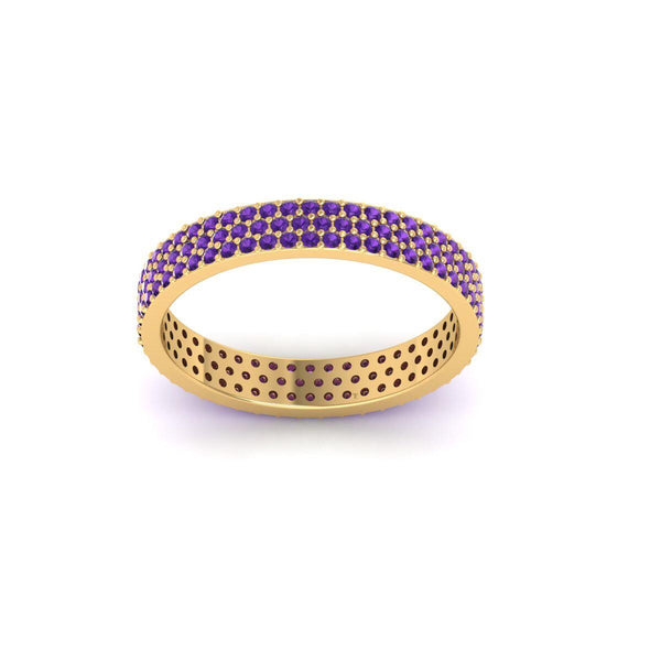 Blue Sapphire Eternity Band • Pavé Full Eternity Ring • Dainty Wedding Anniversary Ring • Elegant Blue Gemstone Gift for Her