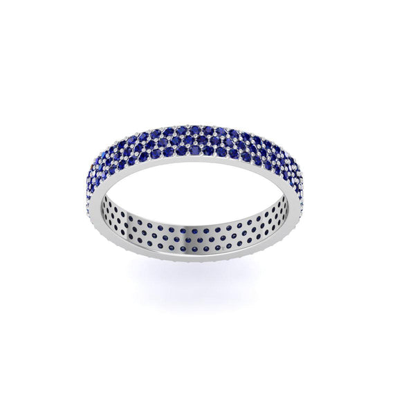 Blue Sapphire Eternity Band • Pavé Full Eternity Ring • Dainty Wedding Anniversary Ring • Elegant Blue Gemstone Gift for Her