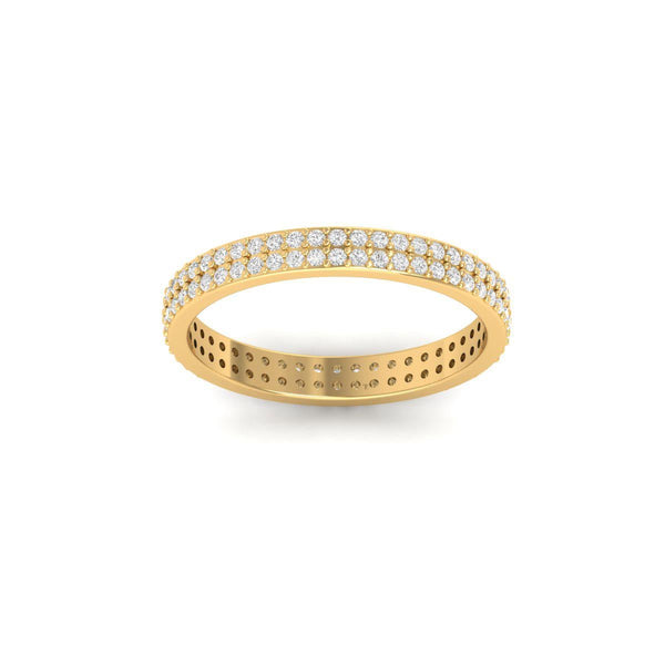 Dainty Double Row Eternity Band • Pavé Diamond Wedding Ring • Elegant Stackable Anniversary Band • Gift for Her • Bridal Jewelry
