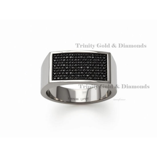 Men’s Rectangle Black CZ Ring, Silver Tone Signet Ring, Modern Hip Hop Fashion Jewelry, Bold Statement Ring, Gift for Him