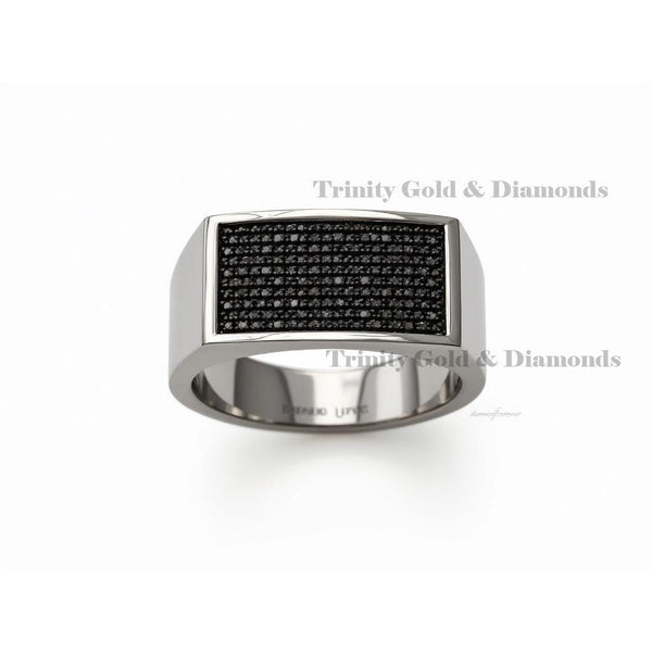 Men’s Rectangle Black CZ Ring, Silver Tone Signet Ring, Modern Hip Hop Fashion Jewelry, Bold Statement Ring, Gift for Him