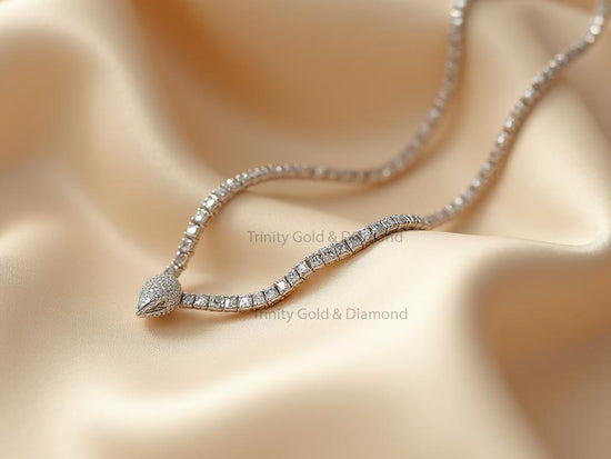 Snake Inspired Pave Diamond Necklace • Adjustable Designer Choker • Luxury Serpent Chain Jewelry • Perfect Mothers Day Gift
