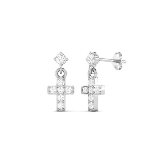 Dainty Cross Dangle Earrings, Sparkling Tiny Cross Studs for Women, Christian Faith Jewelry, Minimalist Religious Gift