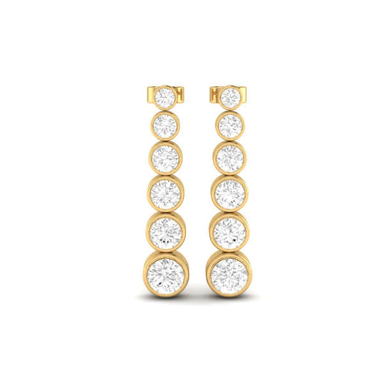 Bezel Set Drop Earrings, Elegant Graduated Dangle Earrings for Women, Vertical Sparkling Studs, Modern Jewelry Gift