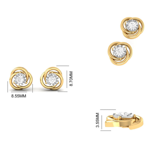 Knot Stud Earrings with Lab Grown Diamond, Twisted Love Knot Studs for Women, Sparkling Everyday Earrings, Gift Jewelry