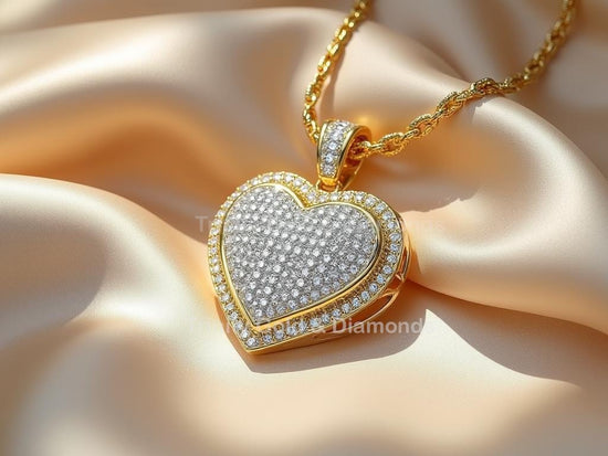 3D Double Layer Heart Pendant • Diamond 925 Silver Necklace • Statement Jewelry • Cable Chain Heart Charm for Her • Big Heart Gift