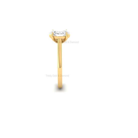 Oval Lab Grown Diamond Solitaire Ring, 14K Yellow Gold Engagement Ring, Minimalist Handmade Proposal Ring for Her