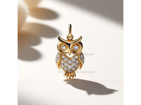 Owl Pendant Necklace for Women, CZ Gold Plated Animal Charm, Wisdom Symbol Jewelry, Cute Nature-Inspired Gift for Her