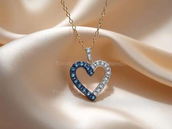 Dainty Heart Pendant Necklace with Lab Grown Diamonds in 925 Sterling Silver, women’s romantic jewelry, Minimalist Heart