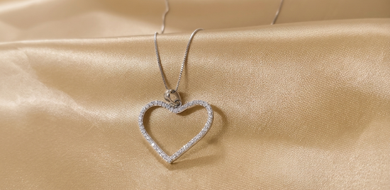 Open Heart Pendant • Moissanite Diamond Heart Pendant for Women with Box Chain • Perfect Gift for Her