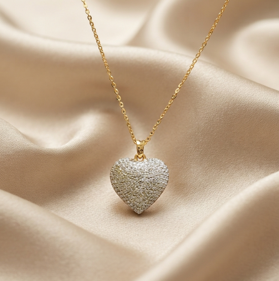 MOISSANITE DIAMOND HEART Pendant • Pave Diamond Heart Pendant • Gift For Women Necklace • Valentine Heart Jewelry • Best Friend Gift •