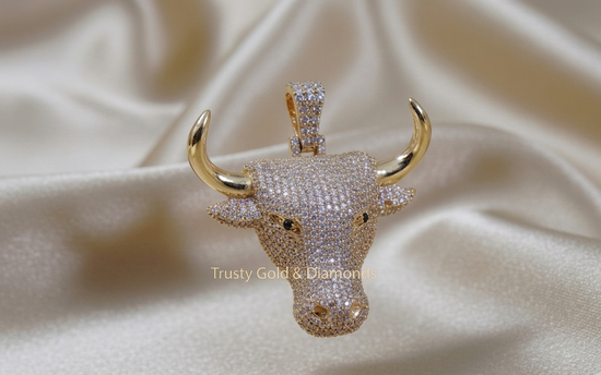 Moissanite Diamond Big Bull Face Pendant • Hip Hop Bling for Statement Style • Lab Grown Diamond Pendant • Statement Lab Grown Pendant