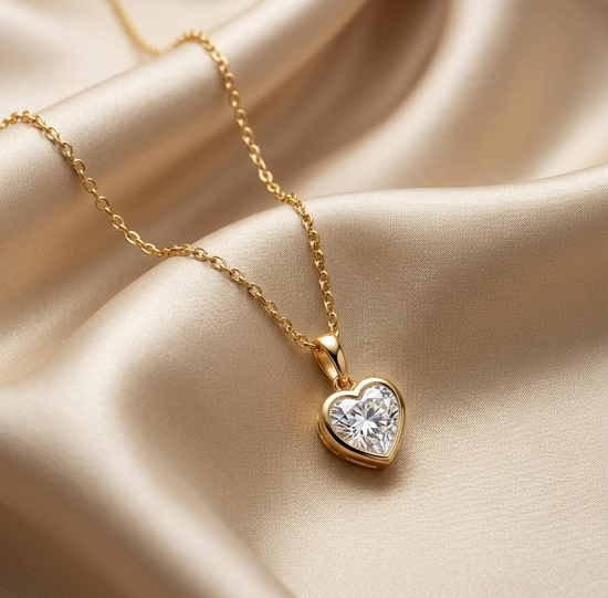 Heart Pendant • Solitaire Dainty Heart Necklace for Girl • Minimalist Pendant Necklace • Perfect Gift for Her • With Chain