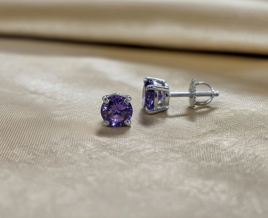 Amethyst Studs • Gemstone Stud Earrings for Women • 6.0mm Stud Earrings with Screw Back • Perfect Gift for Her