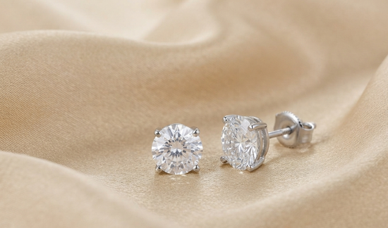 Lab Grown Diamond Stud Earrings • Oval Cut Stud Earring for Women with Push Back • Classic Four Prong Oval Stud Earring for Her