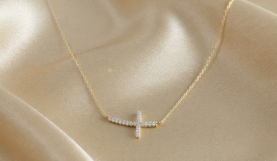 Cross Layered Necklace for Women • Dainty Moissanite Cross Pendant Necklace • Minimalist Jewelry Gift for Her