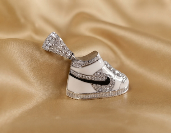 Shoe Moissanite Diamond Pendant Necklace • Athlete Sports Lovers Gift • Sneaker Pendant • Shoe With Enamel • Perfect Gift