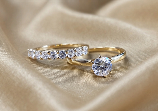 Bridal Set • Solitaire Moissanite Diamond Bridal Set For Women • Wedding Set • Perfect Classic Wedding Gift for Her • Size-5 -12 US
