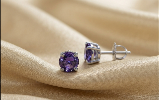 Amethyst Studs • Gemstone Stud Earrings for Women • 6.0mm Stud Earrings with Screw Back • Perfect Gift for Her