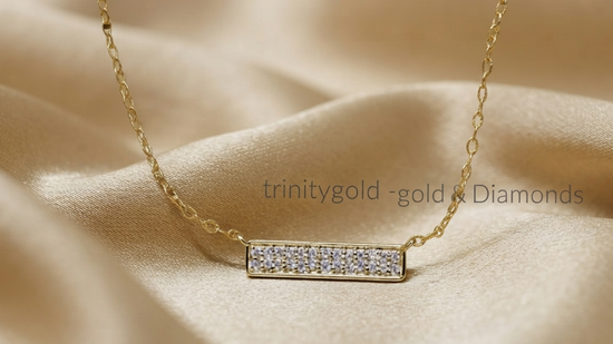 Two Row Bar Pendant • Dainty Two Row Moissanite Necklace for Girl • Minimalist Pendant Necklace • Perfect Gift for Her