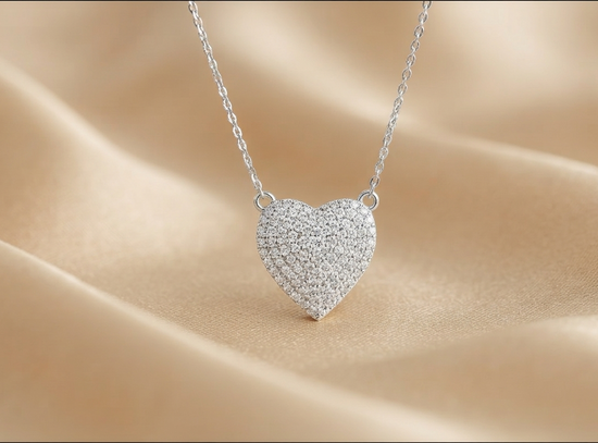 Diamond Heart Necklace  • Pave Lab Grown Diamond Heart Pendant • Gift For Women Necklace • Classic Heart Jewelry • Perfect Gift for Women