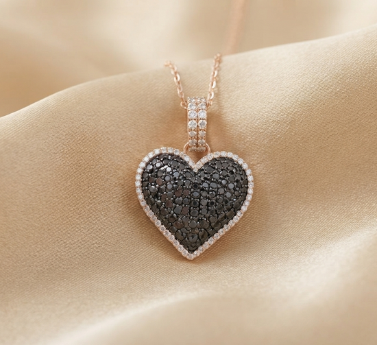 Dark Brown Gemstone Heart Pendant Necklace • 925 Sterling Silver • Heart-Shaped Brown Pendant • Classic Heart for Her • Perfect Gifts