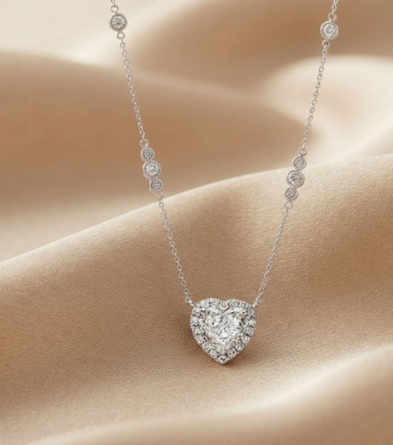 925 Sterling Silver Cubic Zirconia Diamond Heart Pendant Necklace, Diamond Heart Necklace, Small Delicate Small Heart Pendant Necklace, Gift