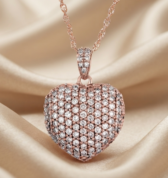 4.00 Ct Round Cut Moissanite And Diamond Pendant, Engagement Wedding Pendant Necklace, 14k Rose Gold Plated,Valentine Day Women Pendant Gift