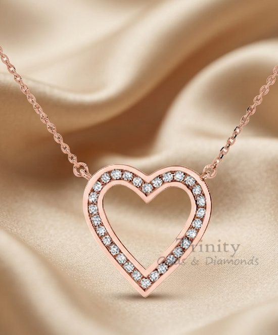 14KT Gold Plated with 18 Inch Cable Chain, Perfect Gift for Women, Open Heart, 1.0CT Moissanite Diamond Heart Pendant Necklace for Women