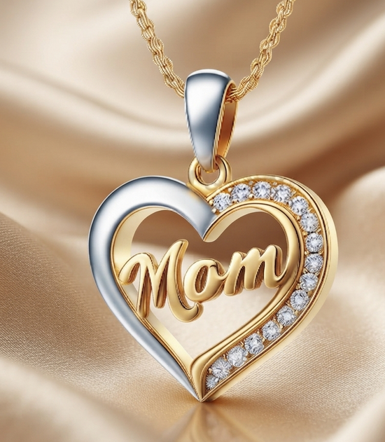 Mom Heart Pendant Necklace in Gold Over Sterling Silver, Mother’s Day Gift for Mom, Jewelry Gift for Her