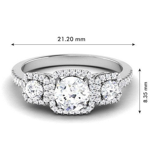 Moissanite Diamond Ring, 925 Sterling Silver, Handmade Ring, Engagement Weddings Women&
