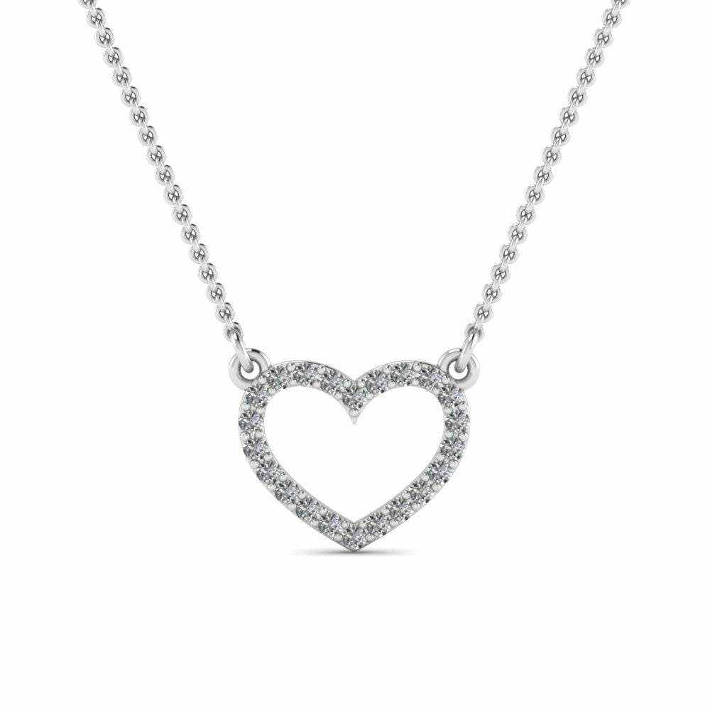 4.50CT Real Moissanite Diamond Open Small Heart Necklace, Moissanite Heart Necklace, 925 Sterling Silver, Heart Pendant, Valentine Day Gift