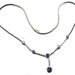 Blue Sapphire Tennis Necklace, Blue Sapphire and White Moissanite Diamond Tennis Necklace, September Birthstone Necklace, Perfect Gift,