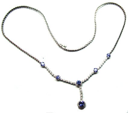 Blue Sapphire Tennis Necklace, Blue Sapphire and White Moissanite Diamond Tennis Necklace, September Birthstone Necklace, Perfect Gift,