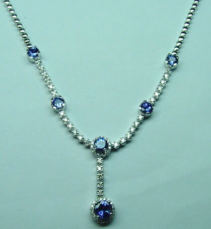 Blue Sapphire Tennis Necklace, Blue Sapphire and White Moissanite Diamond Tennis Necklace, September Birthstone Necklace, Perfect Gift,